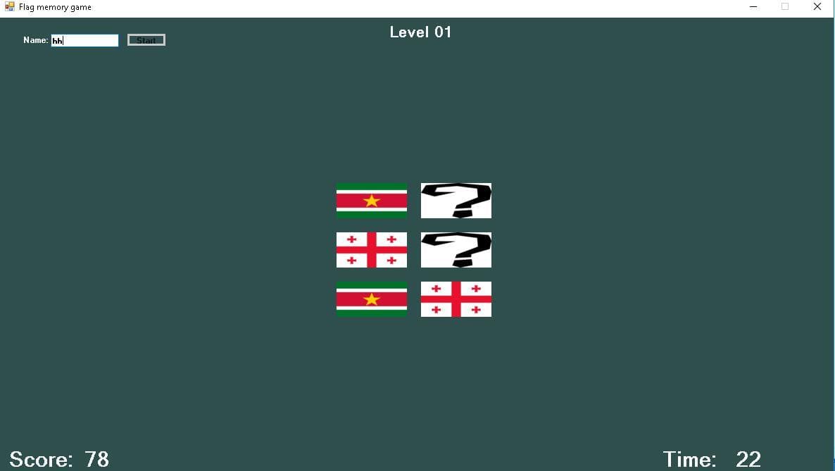 Memory game of flags of countries screenshot 2