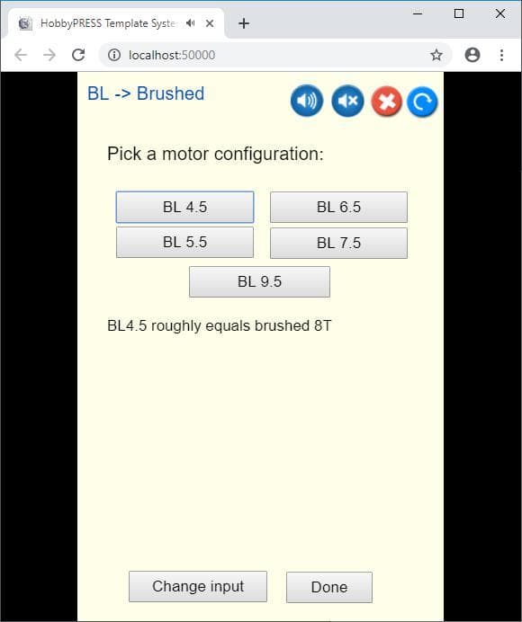 Find the brushless equivalents based on motor turns