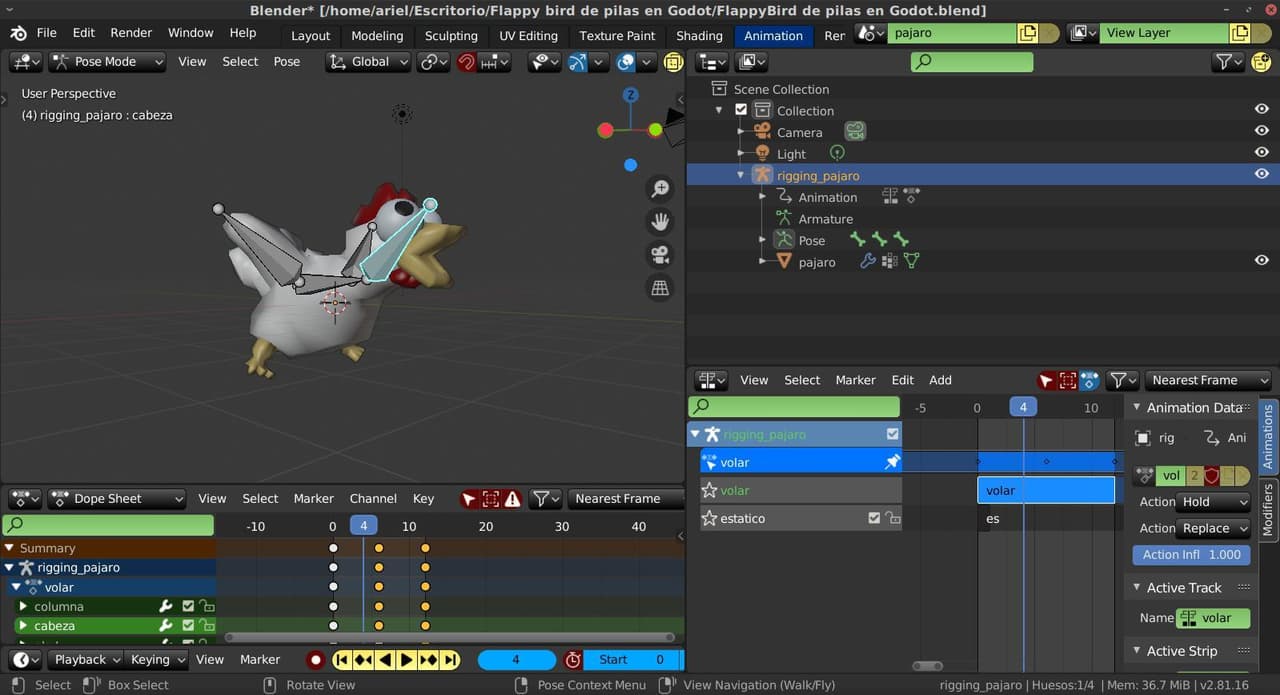 FlappyBird de pilas en Godot