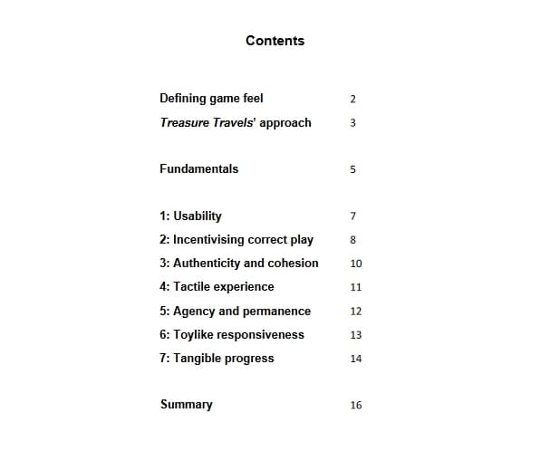 Disney game feel design document screenshot 2