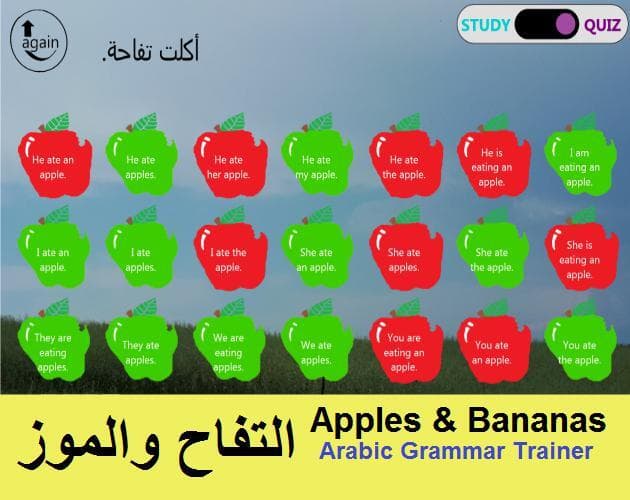 التفاح والموز: Arabic Grammar Trainer