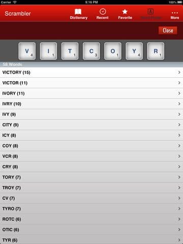 Scrambler - Ultimate Word Helper for SCRABBLE , Words with Friends and Wordfeud crossword games