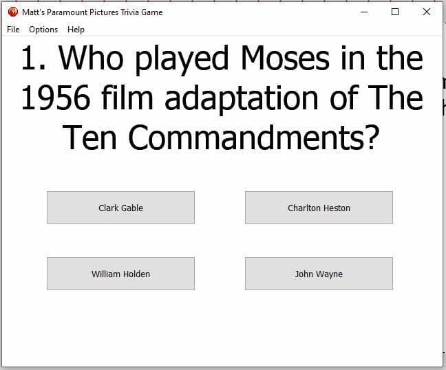 Matts Paramount Pictures trivia game
