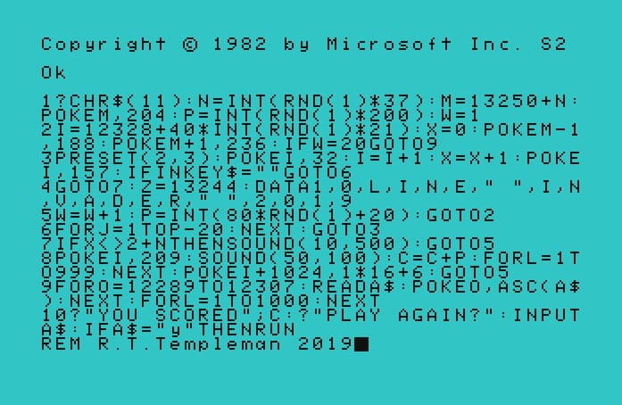 2019 10 Liner Game Contest - INVADER