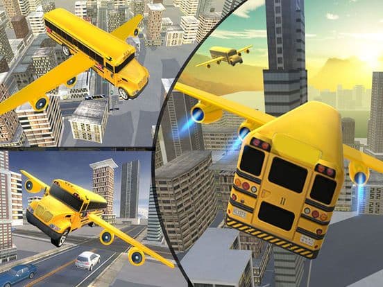Flying School bus simulator 3D free - school kids screenshot 2