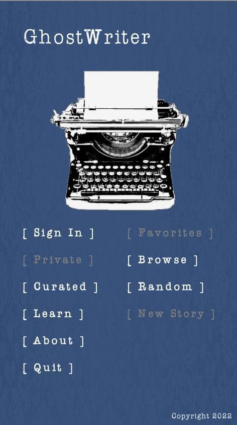 GhostWriter - A collaborative, anonymous, creative writing experiment. screenshot 2