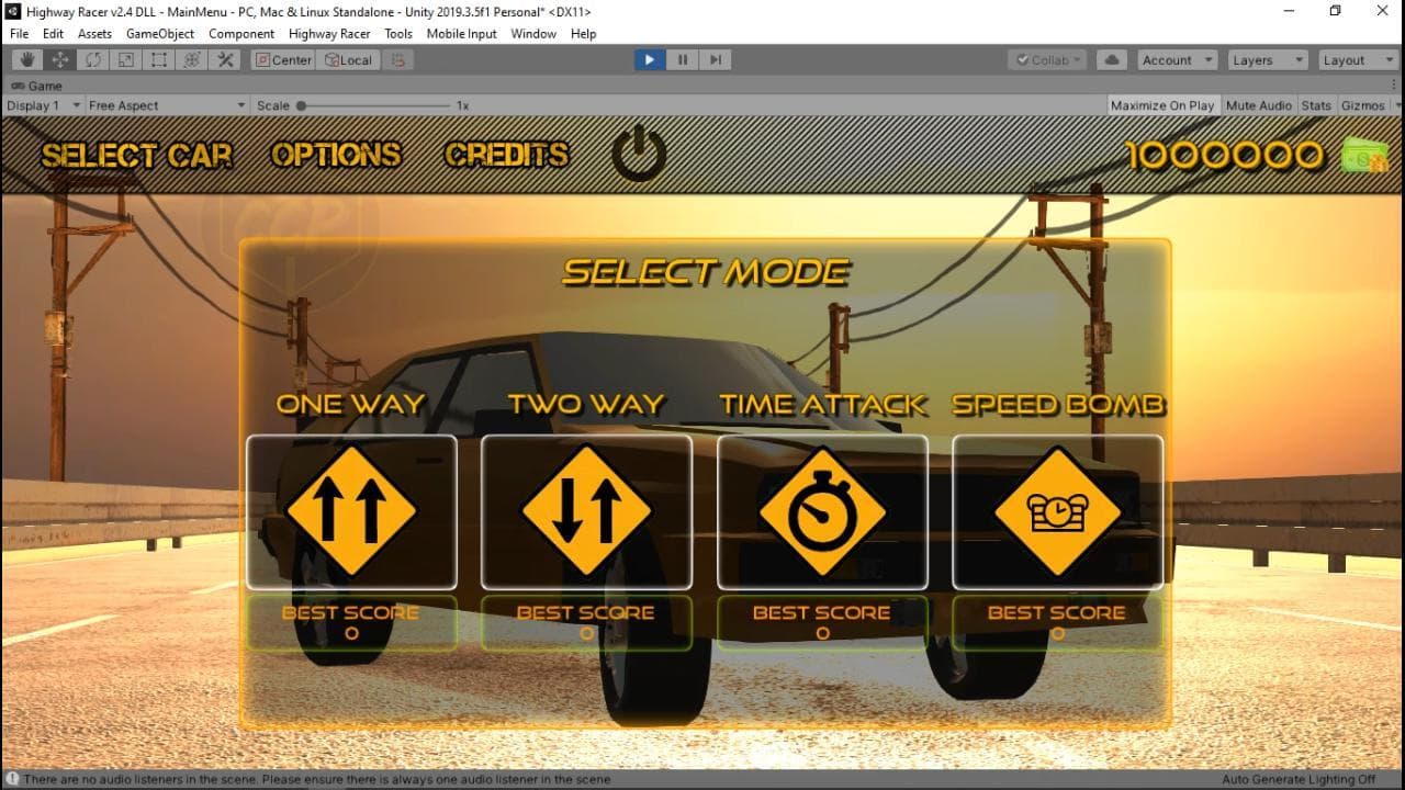 FREE UNITY HIGHWAY RACER FULL PROJECT DOWNLOAD. screenshot 4