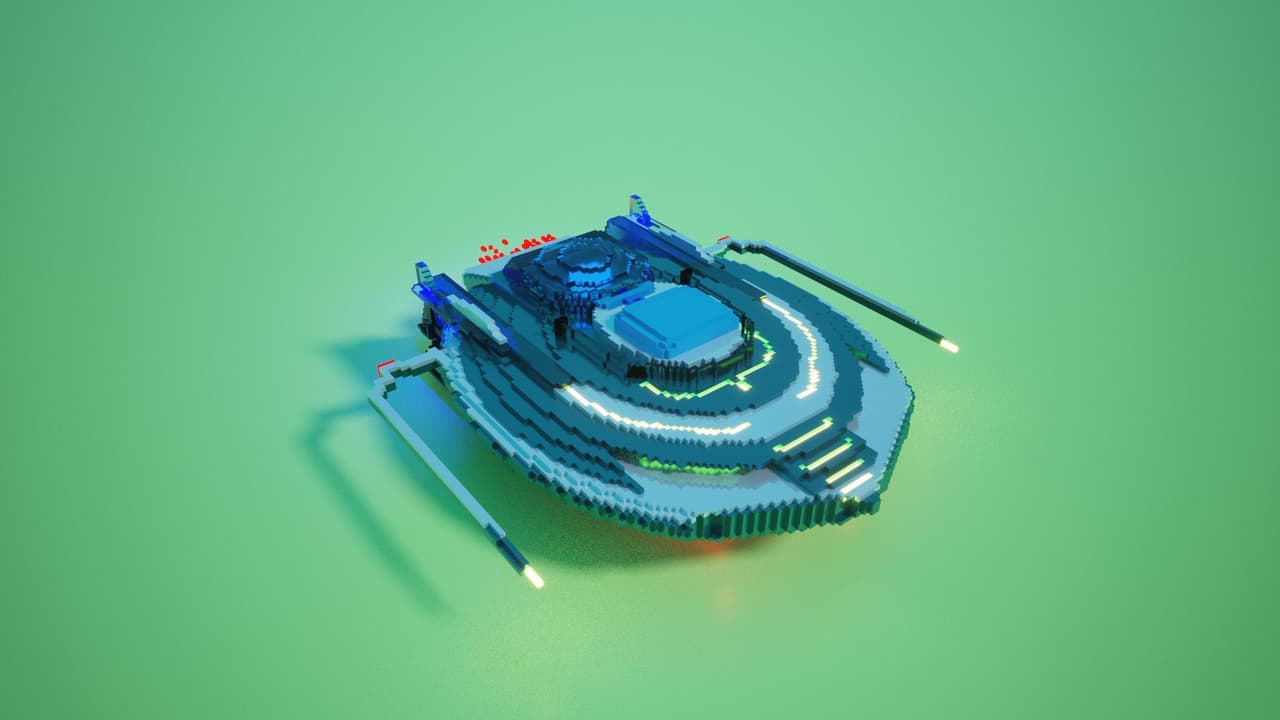 3D spaceship voxel model screenshot 3