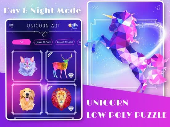 Unicorn 3D Art: Puzzle Games