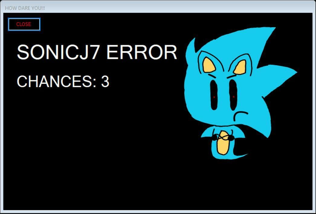 SonicJ7 Error screenshot 4