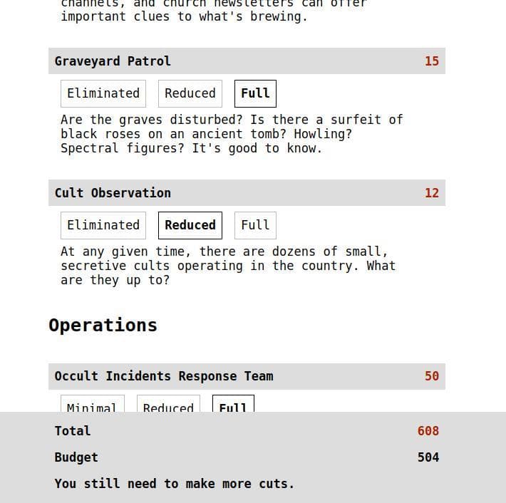 Occult Defence Agency Budgeting Simulator screenshot 2