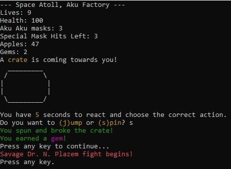Crash Bandicoot Text Adventure screenshot 5