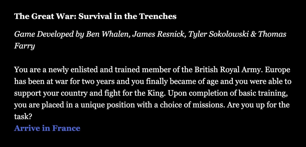 The Great War: Survival in the Trenches