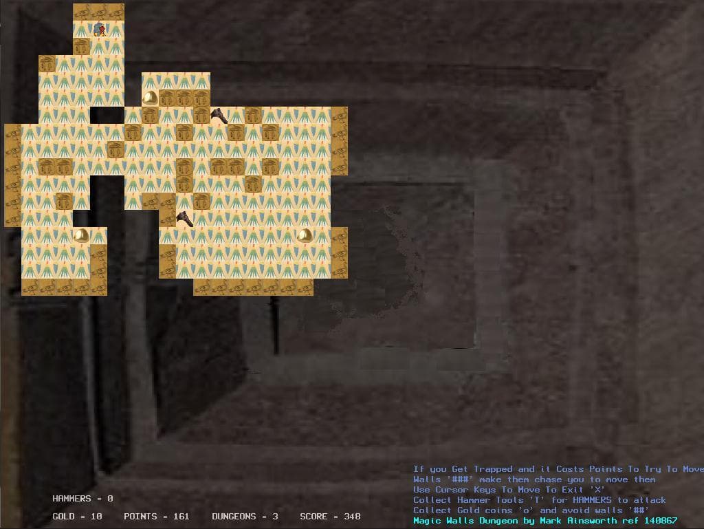 Egyptian Wall Trap Dungeons [traditional Text & keyboard Rogue]