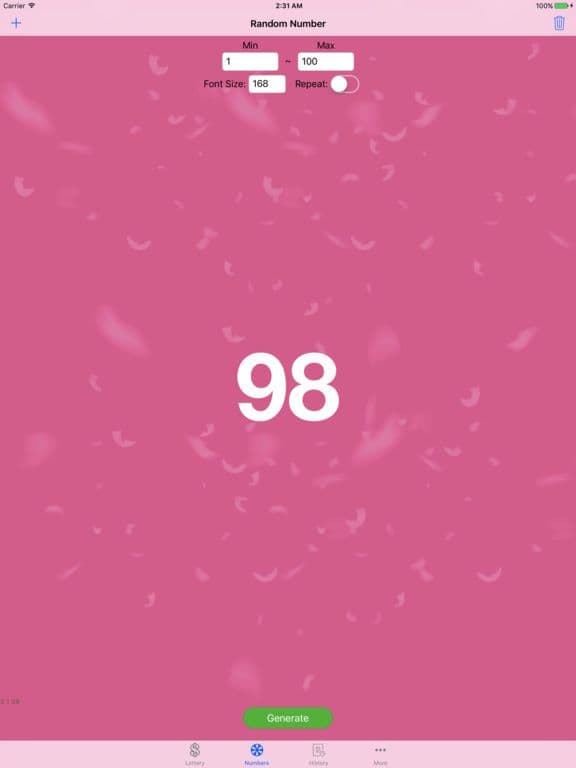 Random All Numbers - the random number generator screenshot 2
