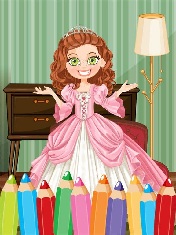 Princess Colorbook Educational Coloring Game for Kids Girls screenshot 2
