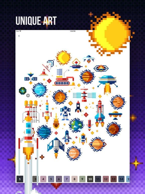 Coloring Book: Space in Pixels screenshot 2