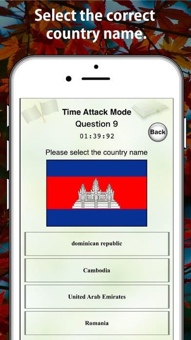 Answer the country name from the national flag! screenshot 2