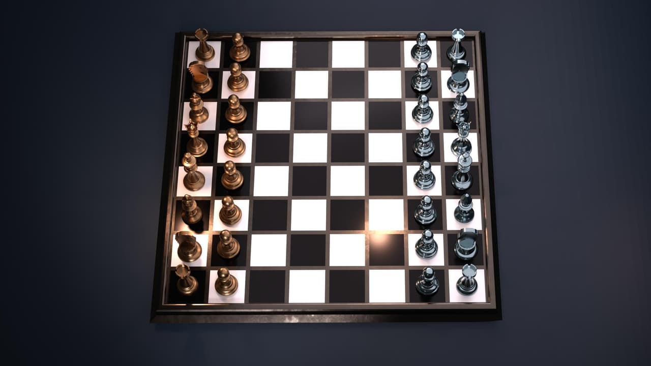 3D metal complete chess set model screenshot 6