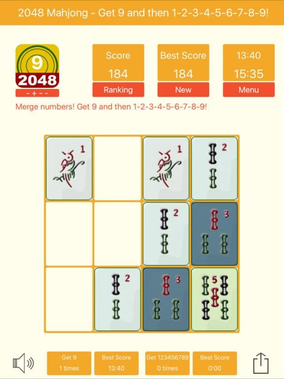 2048 Mahjong - Get 9 and 1-9! screenshot 3