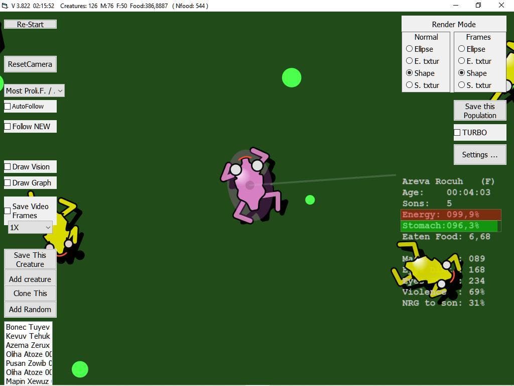 Ecosystem evolution screenshot 2