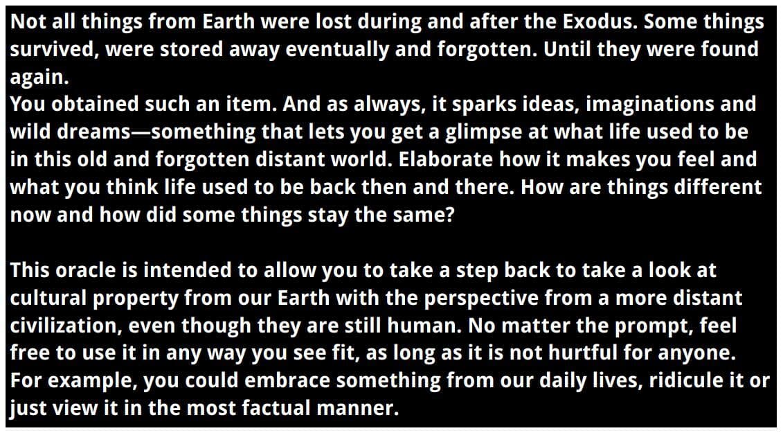 Cultural References and Artifacts from Earth - Oracle (for "Ironsworn: Starforged" by Shawn Tomkin) screenshot 3