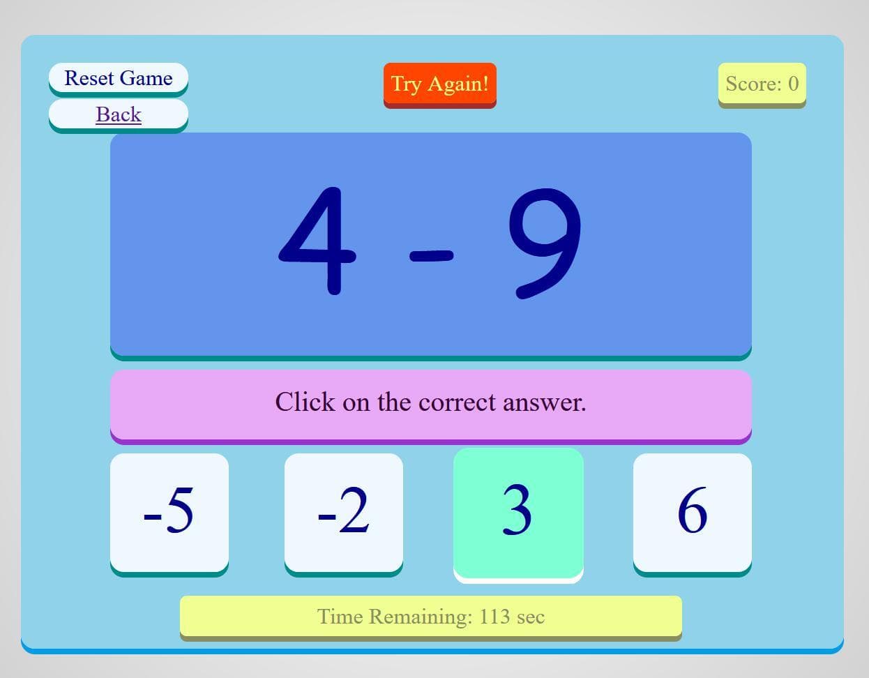 Maths Game (Rainsong)