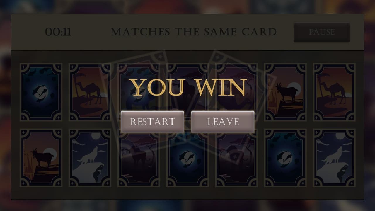 Game Matching Card