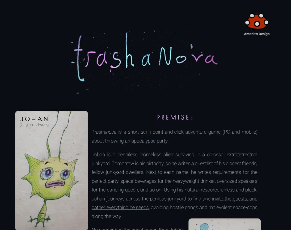 Amanita Design two-page pitch document screenshot 2