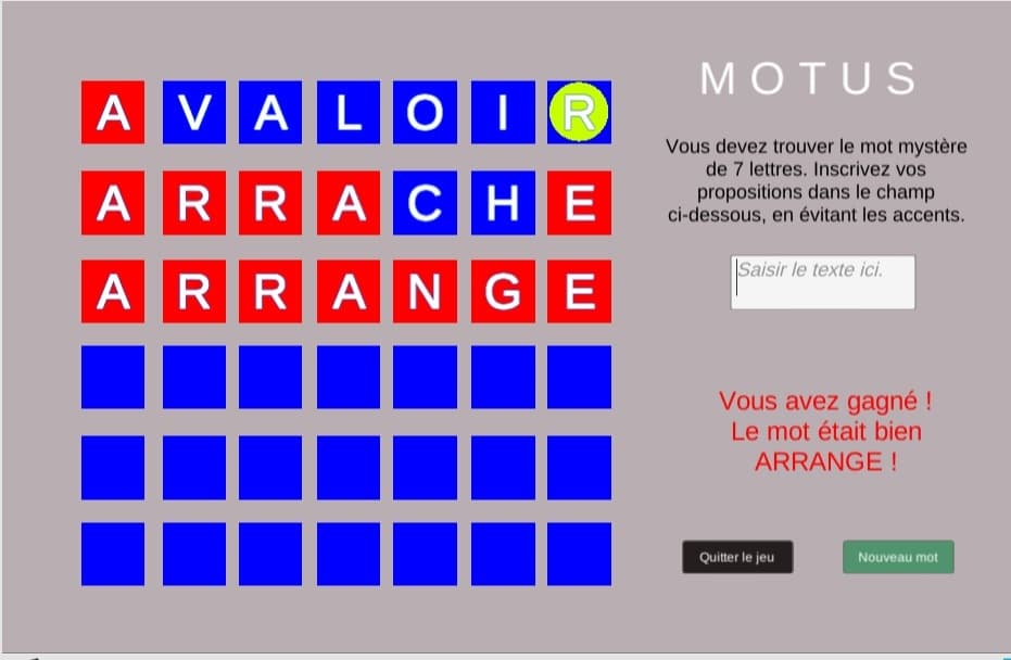 Motus (french word game) screenshot 2