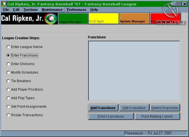 Cal Ripken, Jr. Fantasy Baseball 97