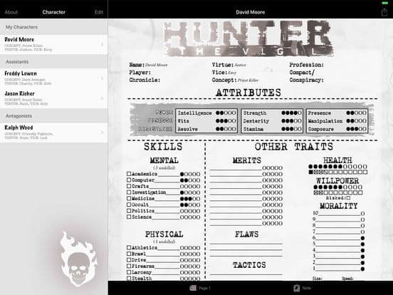 Real Sheet: NWOD Hunter ∞ screenshot 6