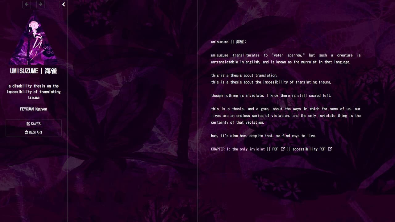 umisuzume: a disability thesis on the impossibility of translating trauma screenshot 3