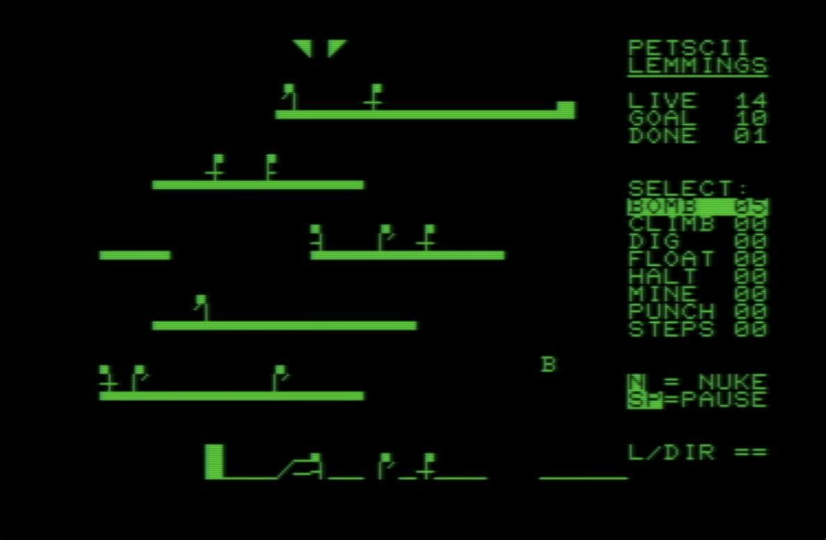PETSCII Lemmings for Commodore PET
