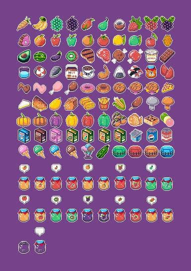 100 items food 32x32 pixels 2020