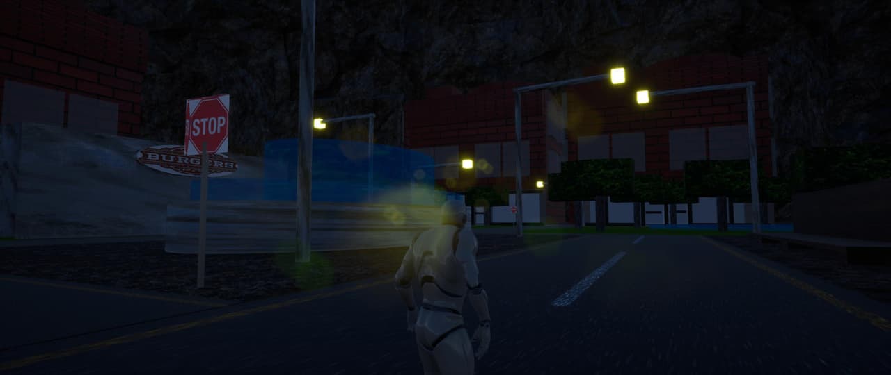 Blockout night time city square