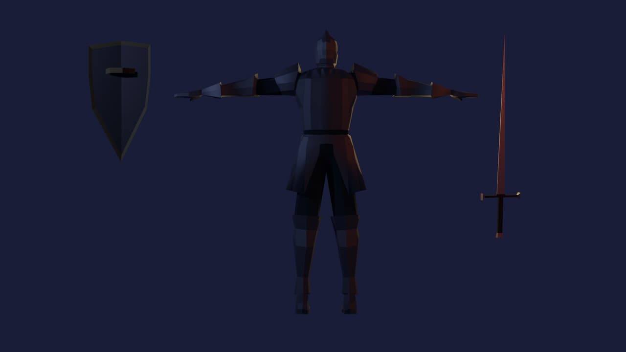 Lowpoly Knight model 01 with sword and shield Low-poly 3D model FBX files screenshot 5