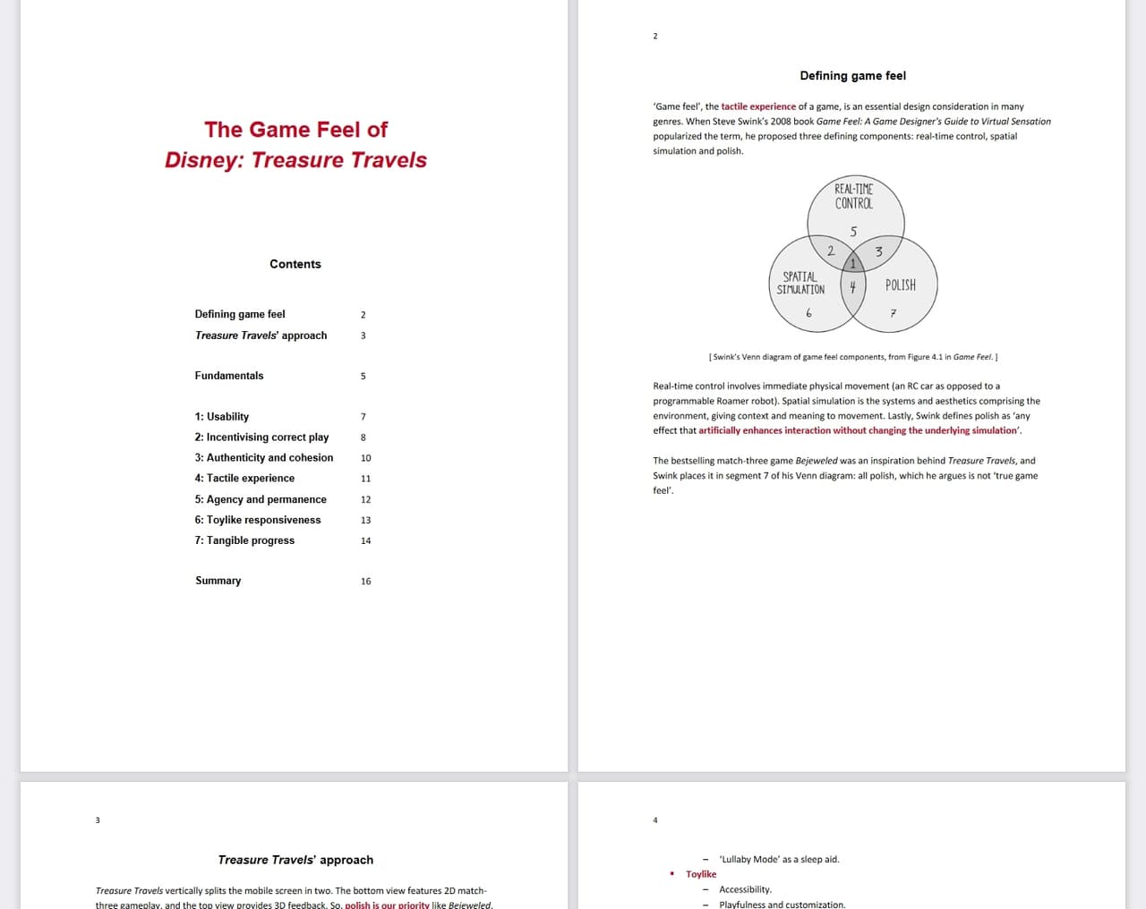 Disney game feel design document screenshot 3