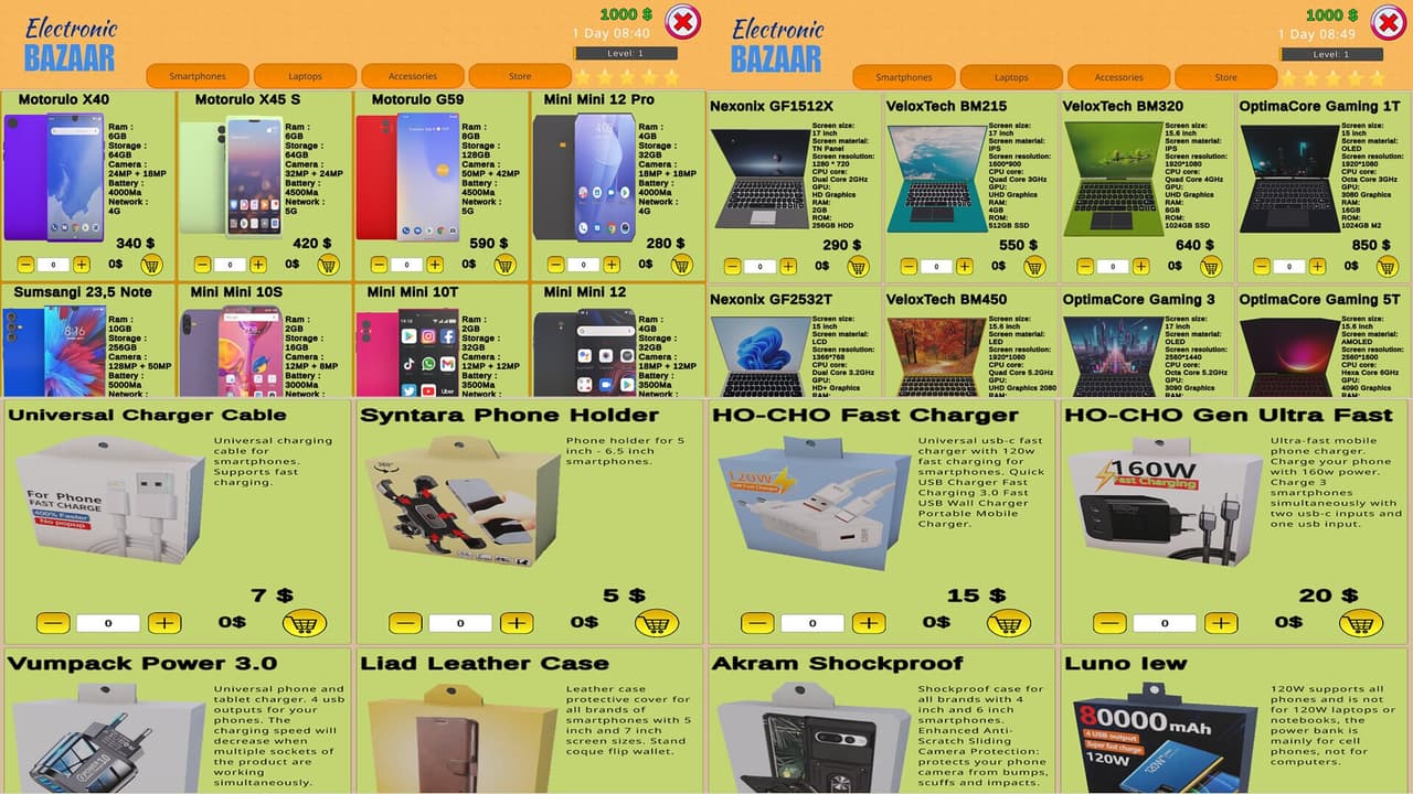 Electronic shop simulator