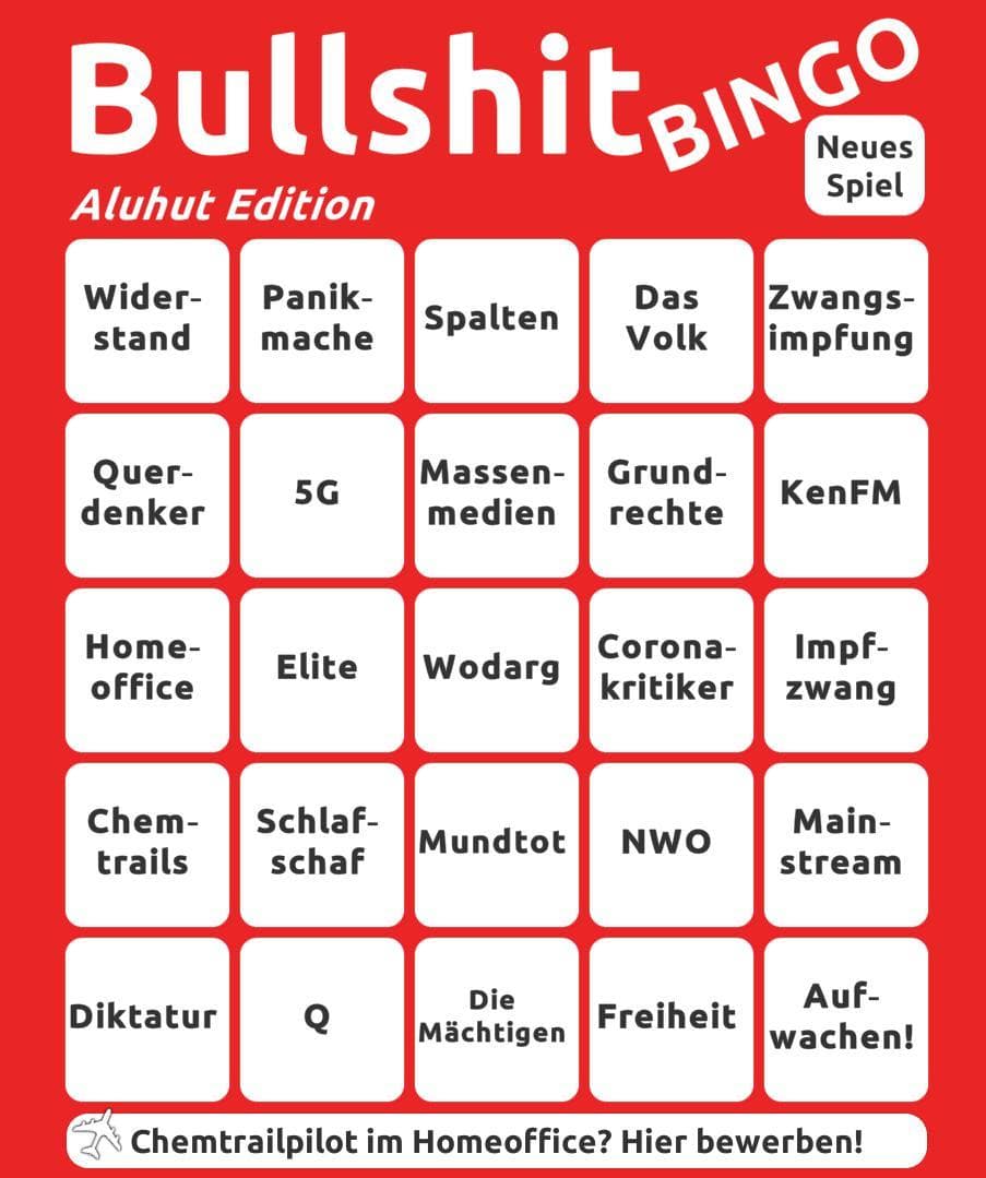 Bullshit Bingo Aluhut Edition