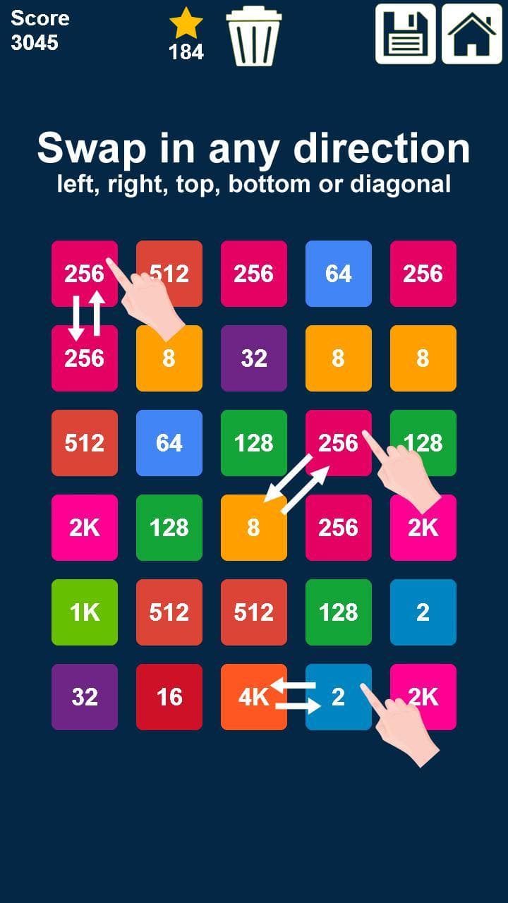 Swap n Merge Numbers 2048: Match 3 Puzzle screenshot 2