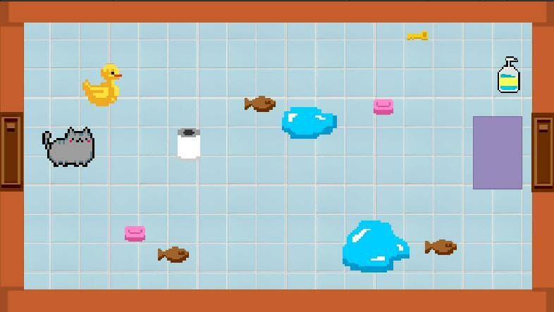 Kitty vs. Bath retro game