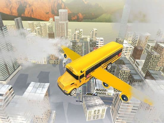 Flying School bus simulator 3D free - school kids screenshot 3