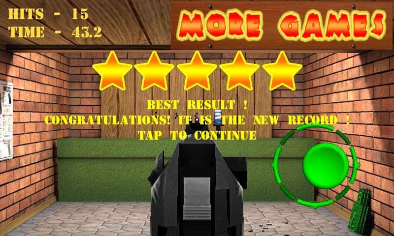 Pistol shooting at the target. Weapon simulator.
