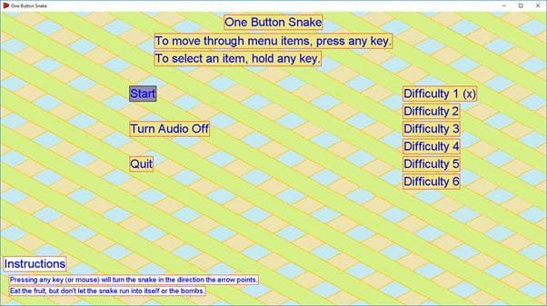 One Button Snake (Theta and Pi Software) screenshot 2