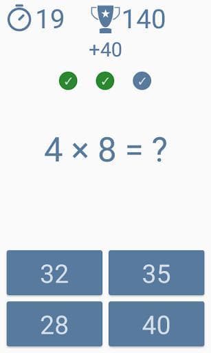 Multiplication table screenshot 2