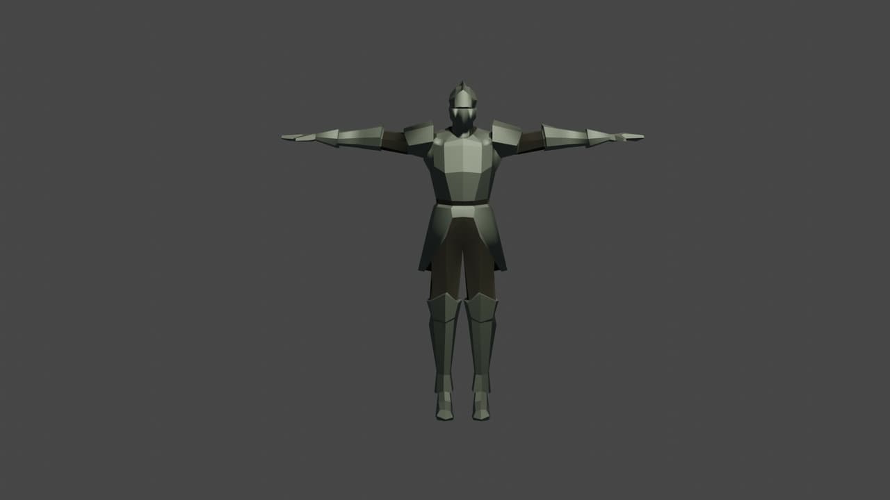Lowpoly Knight model 01 with sword and shield Low-poly 3D model FBX files screenshot 2