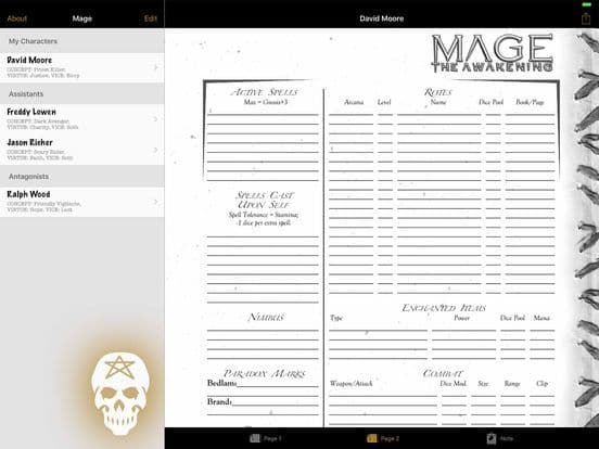 Real Sheet: NWOD Mage ∞