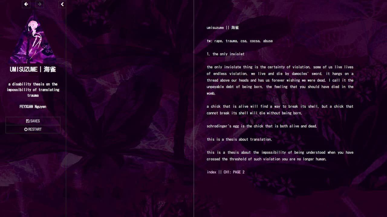 umisuzume: a disability thesis on the impossibility of translating trauma screenshot 4