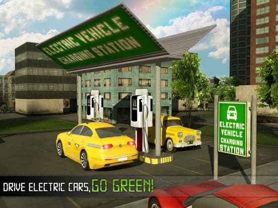 Electric Car Taxi Driver 3D Simulator: City Auto Drive to Pick Up Passengers screenshot 2